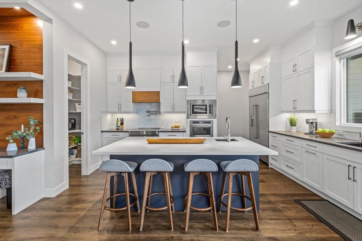 A bright kitchen island in an Edmonton home Jody helped a buyer purchase